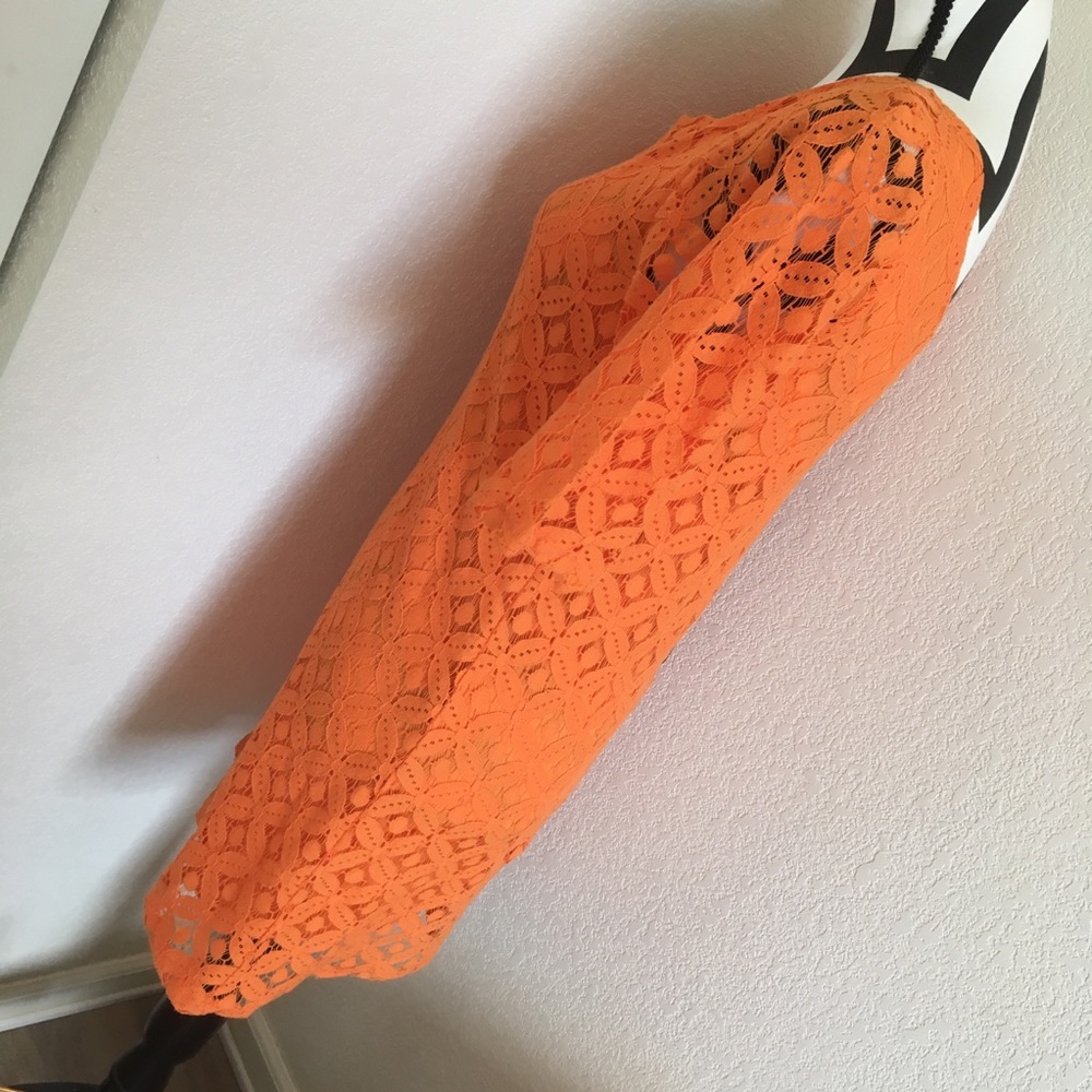 Orange Crochet Mini Dress - Picture 4 of 8